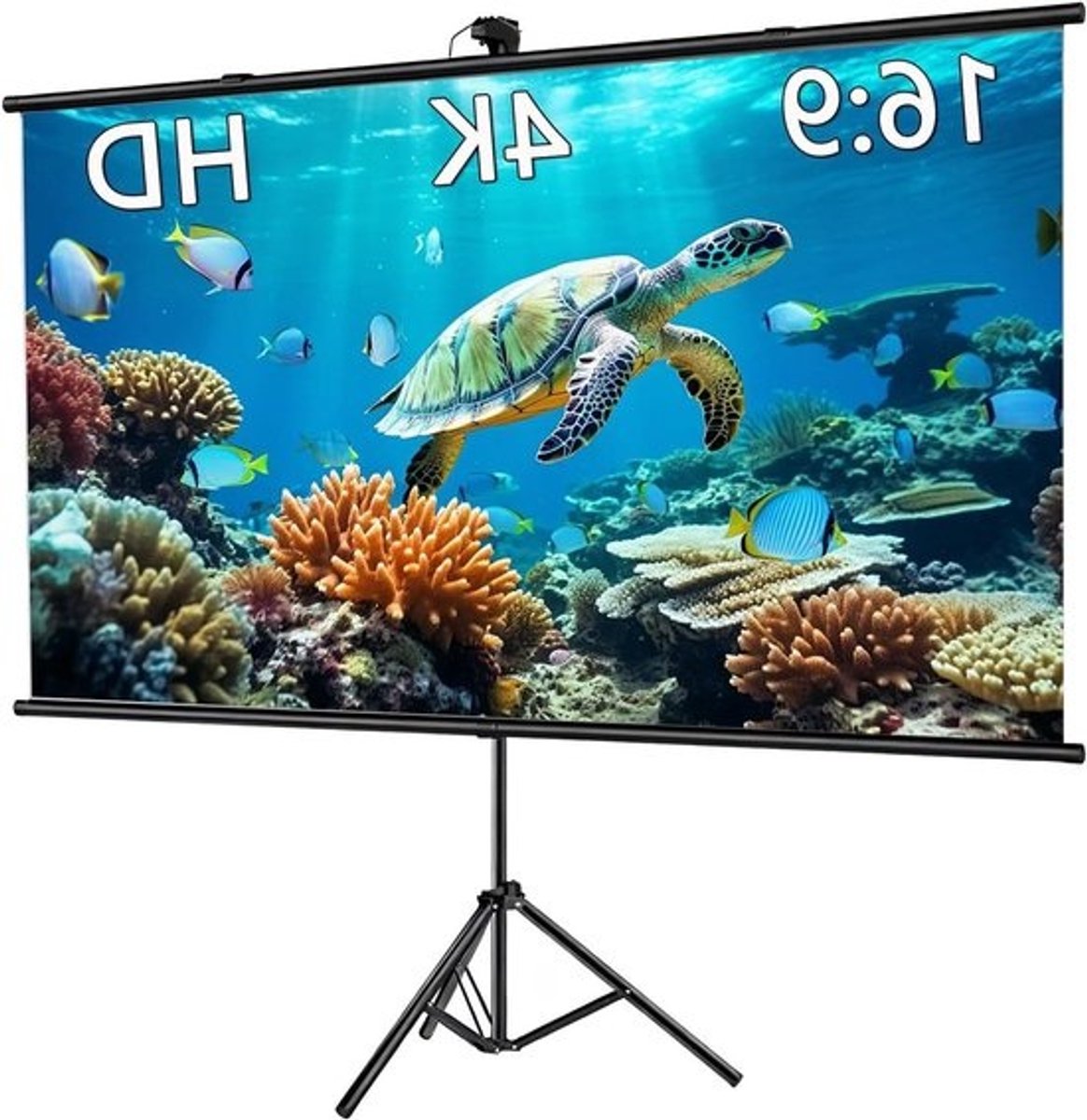 Draagbaar Projectiescherm - Scherm met Standaard - Thuisbioscoop Creëren - Lichtgewicht en Compact - 72 Inch 16:9 - Zwart
