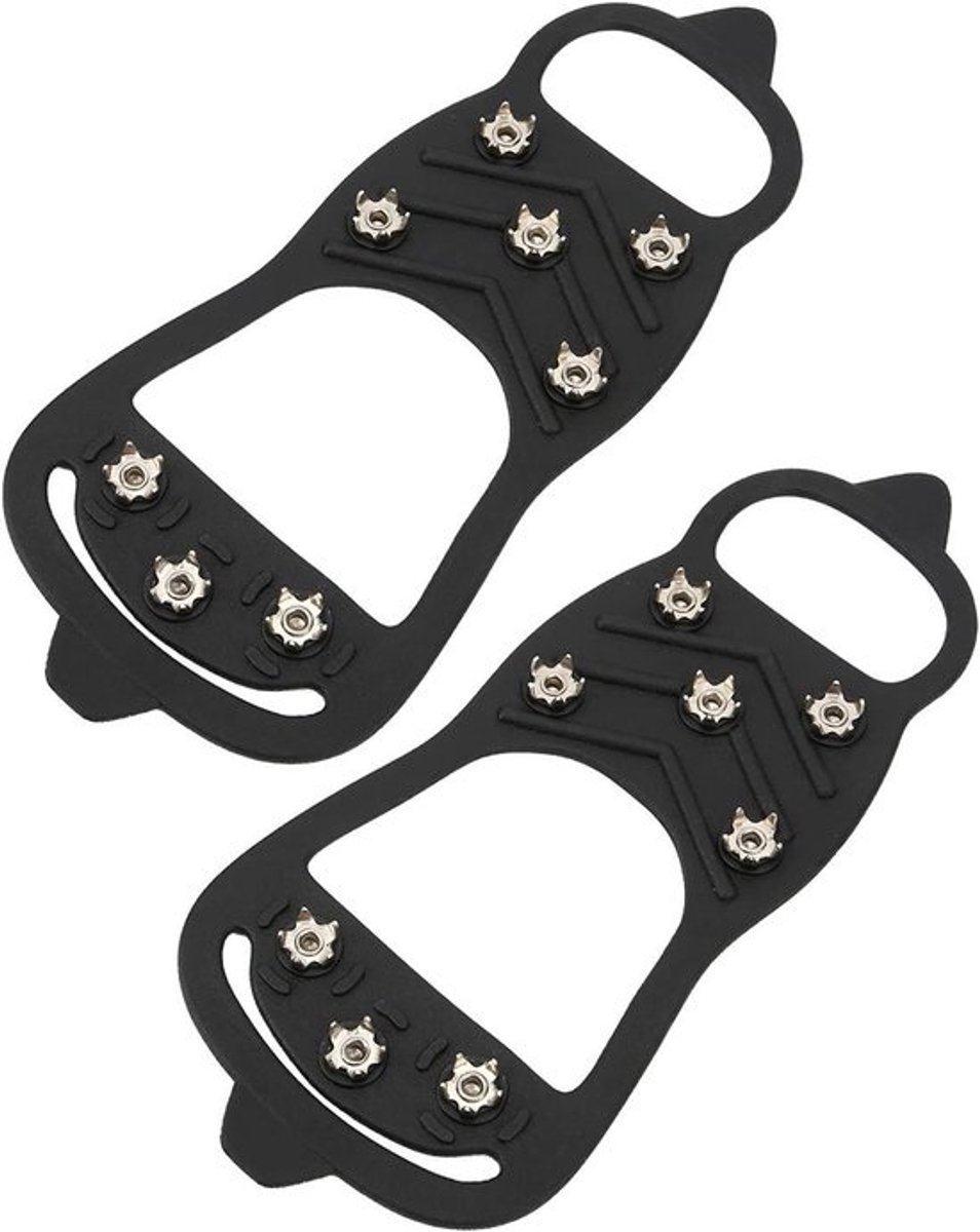 Sneeuwschoen Spikes - IJzeren Klauwen Stijgijzers - Veilige Wandelingen - Roestvrijstalen Nagels - Maat L (41-46) - Zwart