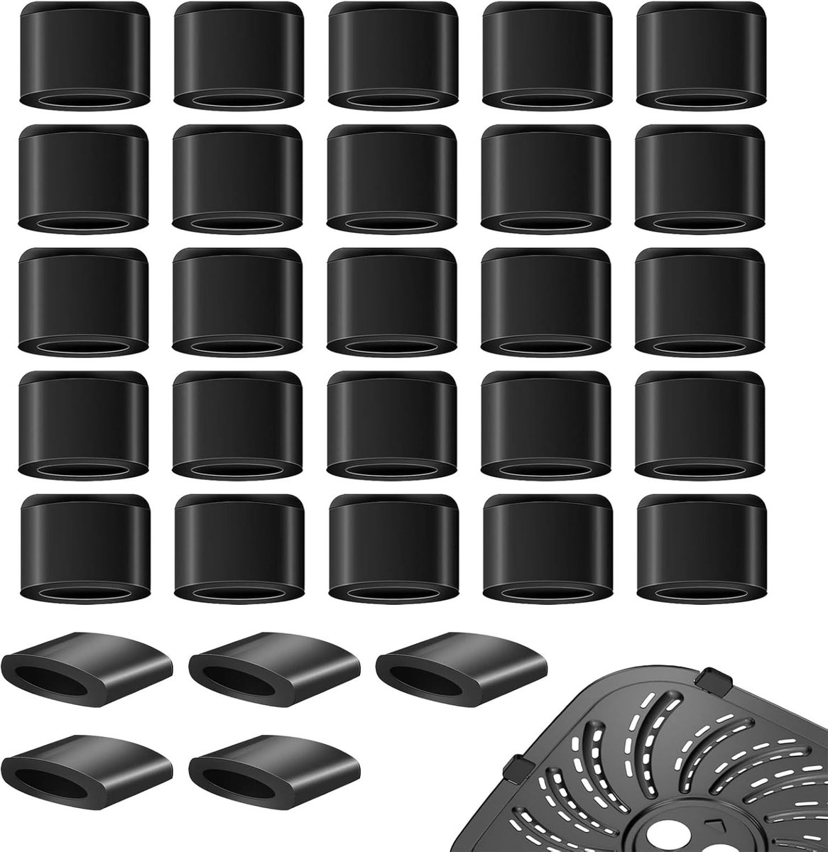 Rubber Buffers voor Airfryer - 30 Stuks Universele Siliconen Beschermhoezen en Vetseparator Accessoires voor Grillpan en Scheidingswand
