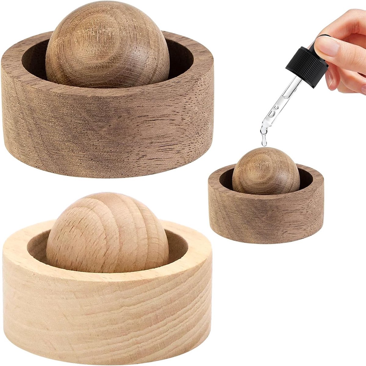 carmdering - Houten Geurverspreider Geurbol Set van 2 – Draadloze Aromaverspreider
