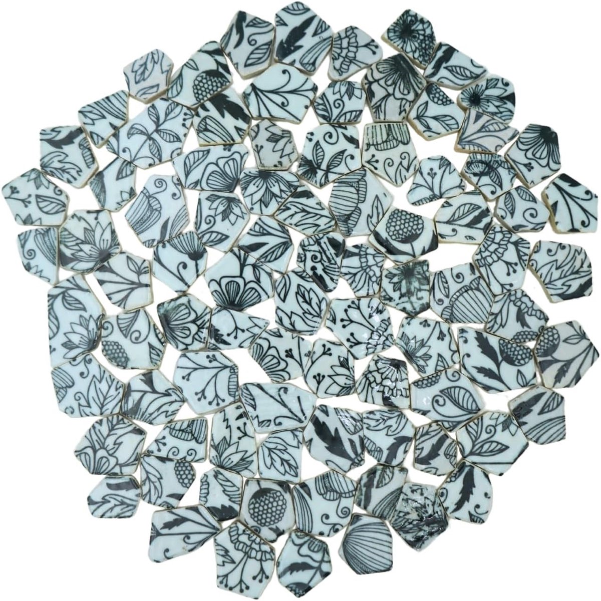 Irregulaire blauwe en witte porseleinen mozaïektegels van 1lb voor DIY, badkamer, woonkamer en keukenachterwand, buitengebruik