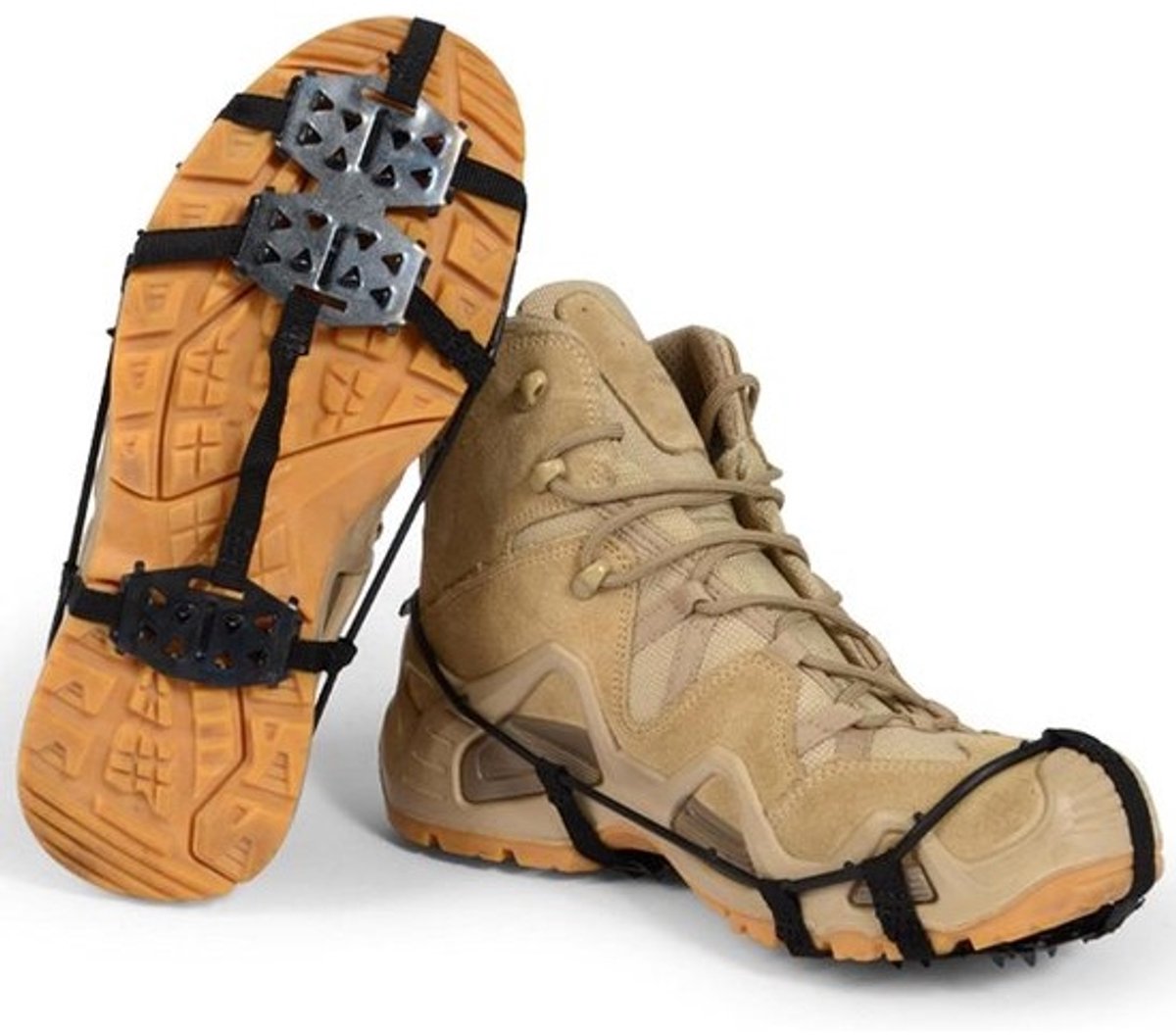 Stijgijzers voor schoenen - Grijper spikes ijs - Veilig wandelen - 24 verdikte stalen tanden - Maat L (41-44) - Zwart