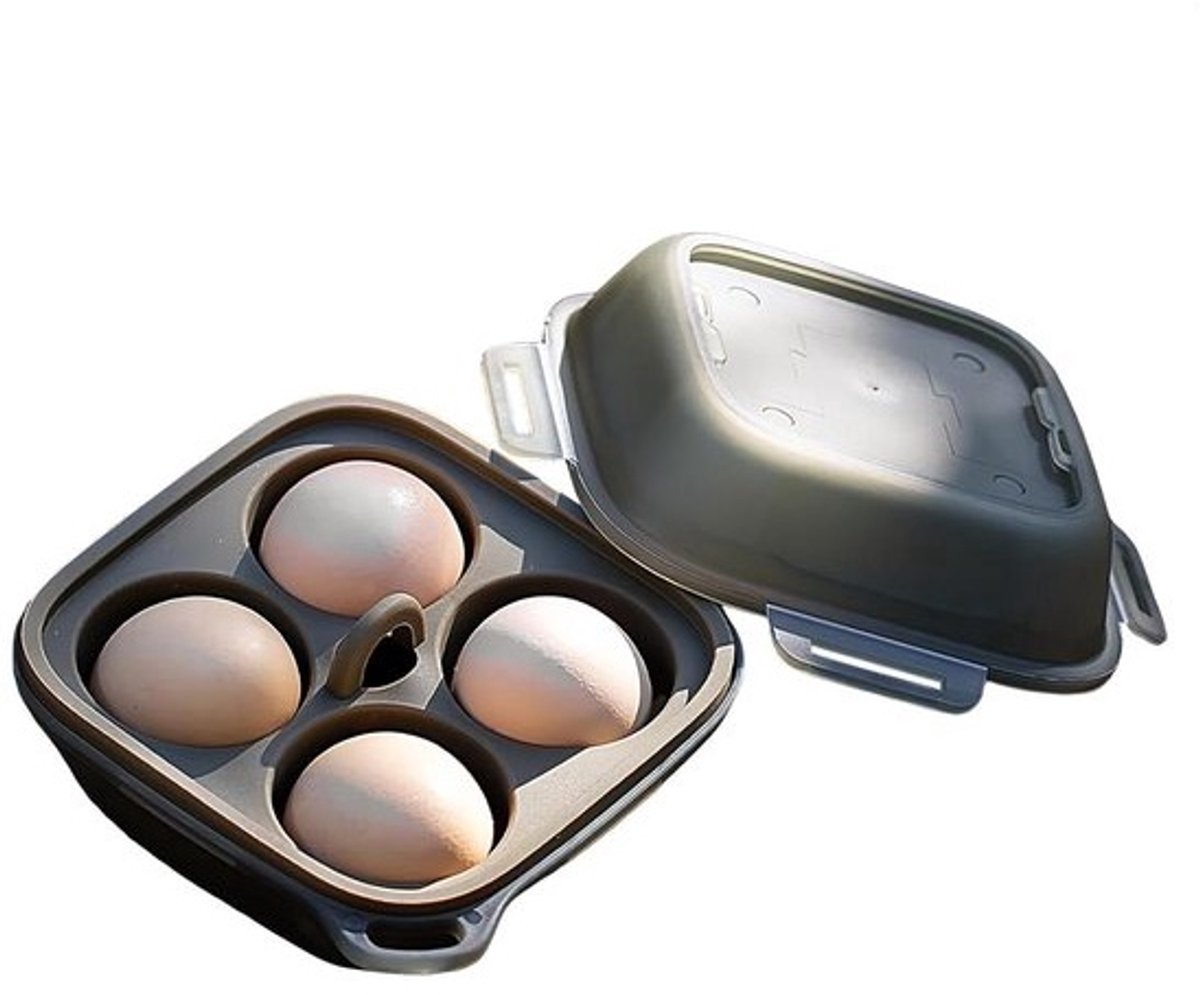 Eiercontainer Camping - Reis Eierhouder - Outdoor Opslag - Schokbestendige Bescherming - 4 Roosters - Wit