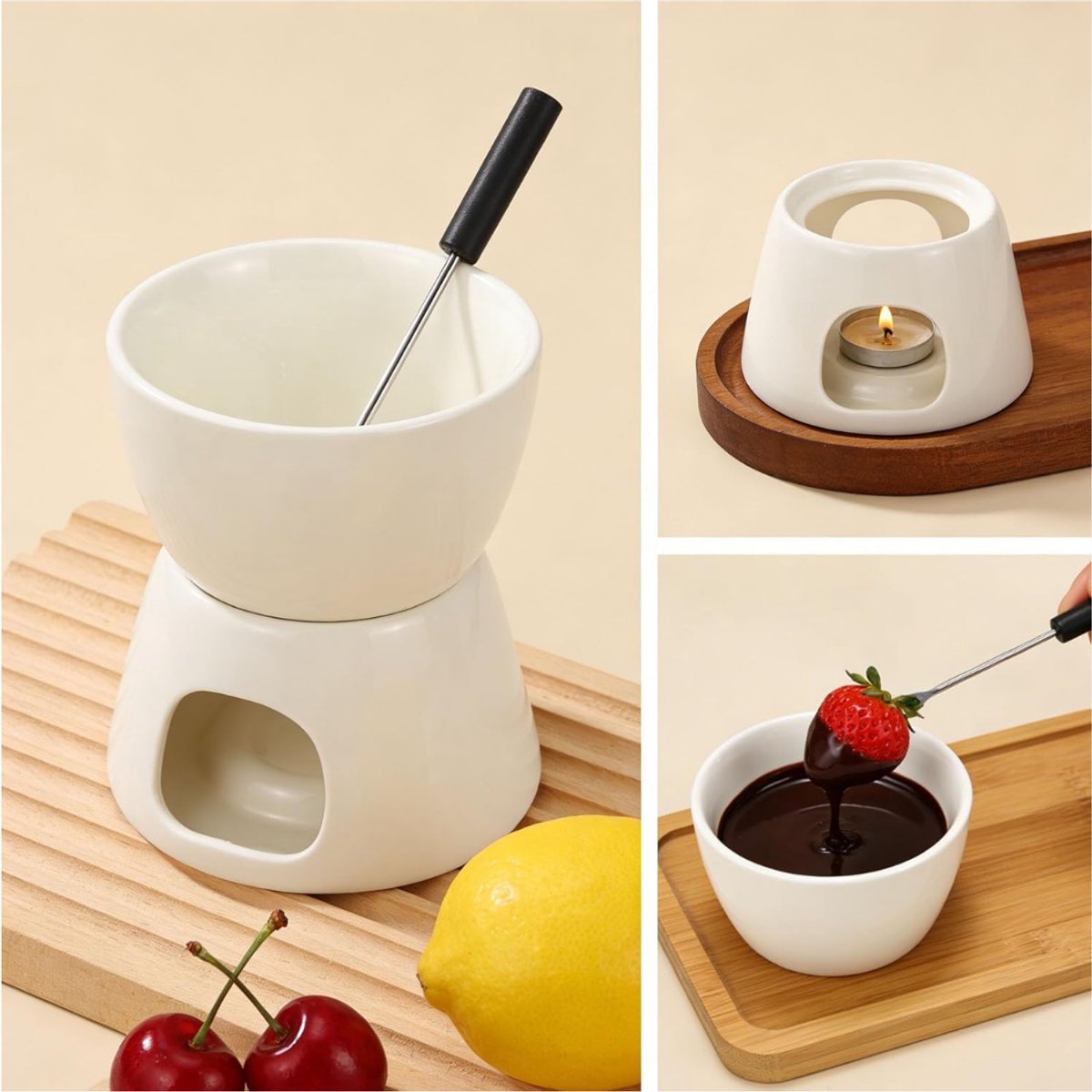 ZRNS® Chocolade Fondue - Fondueset Elektrisch - Kaasfondue Set - Fonduepan – foto 7