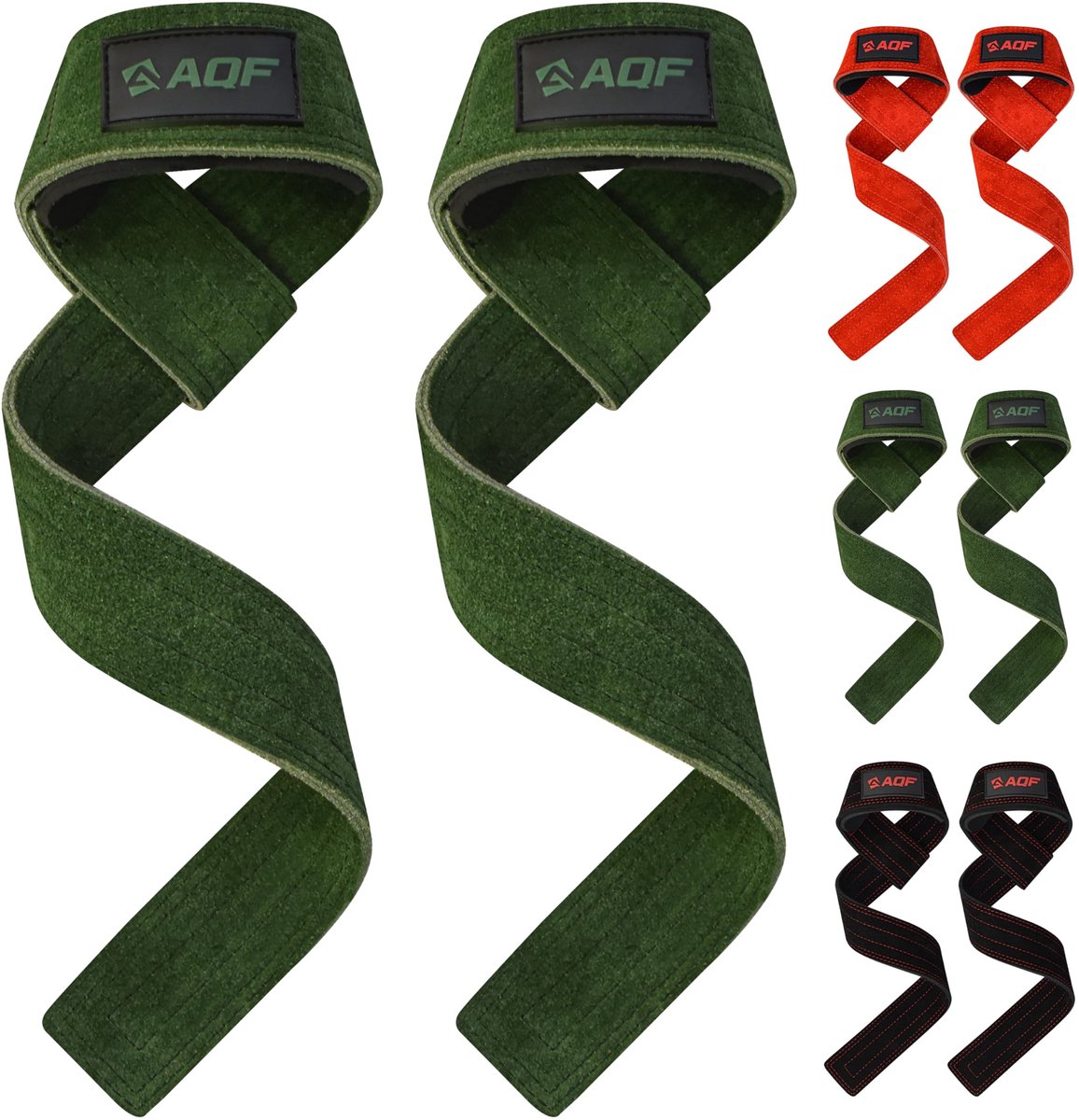 Gewichtheffen Straps - 100% Leer met Neoprene - Groen