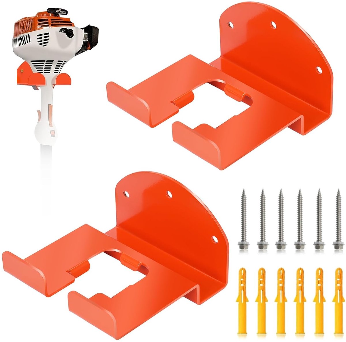 Garage Opbergrek voor Trimmers en Tuingereedschap, Set van 2, Muurbevestiging voor Efficiënte Opslag van Gereedschap en Accessoires