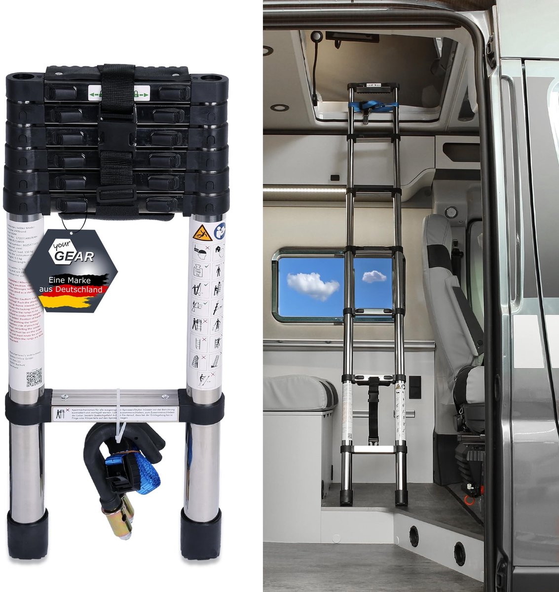 Telescopische Ladder van Staal - Max 150 kg, 200 cm