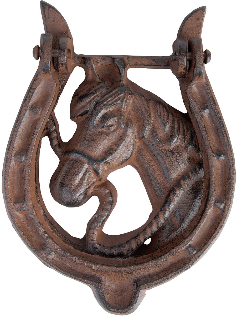 Deurklopper Paard met Paardenschoen - Gietijzer, Antiek Bruin