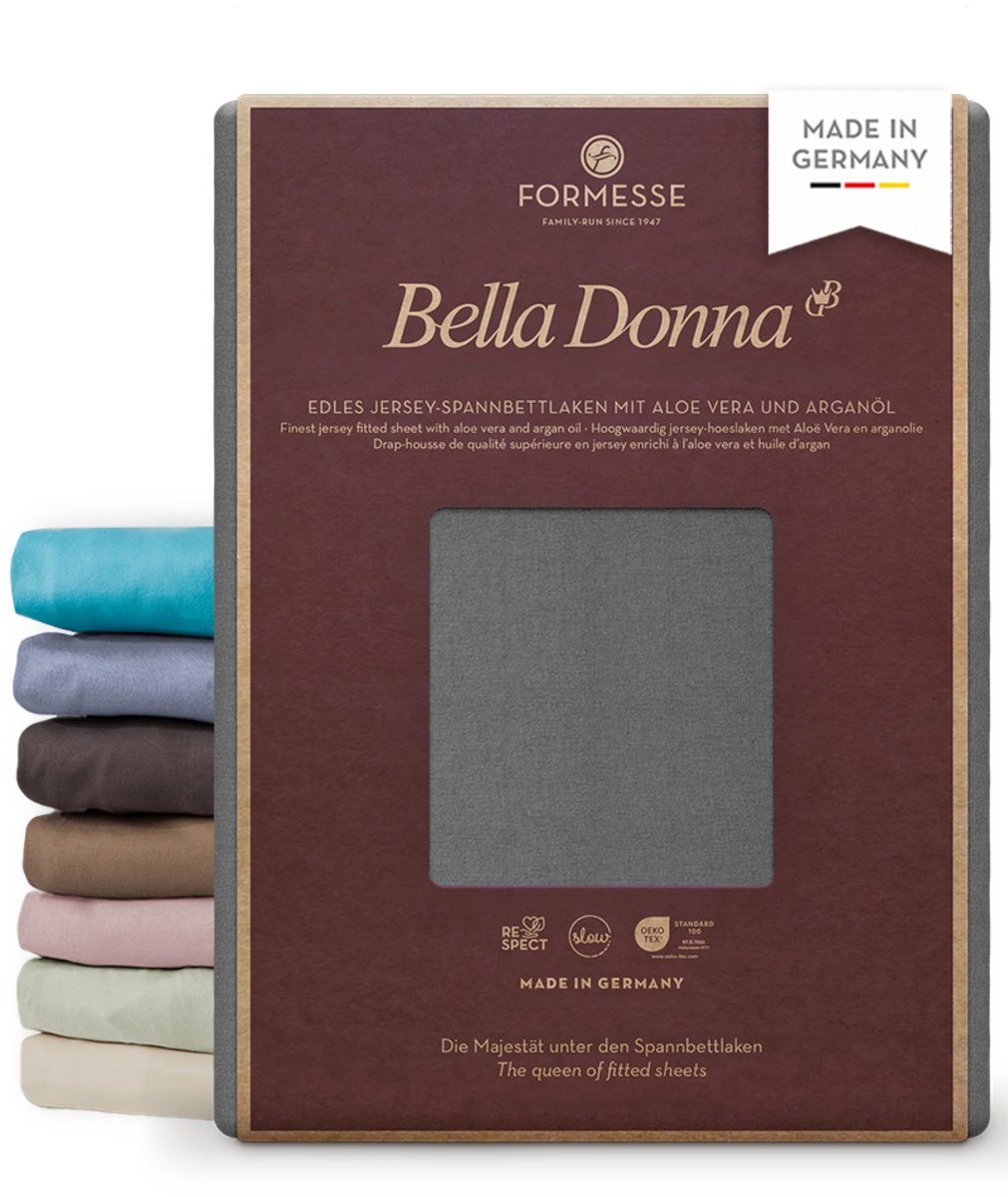 Fitted Sheet Bella Donna Jersey - Licht antraciet 140x200 cm