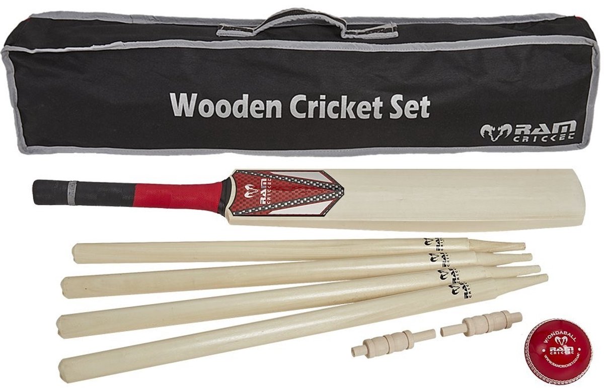 Houten cricketset - Inclusief bat en stumps - Maat 5