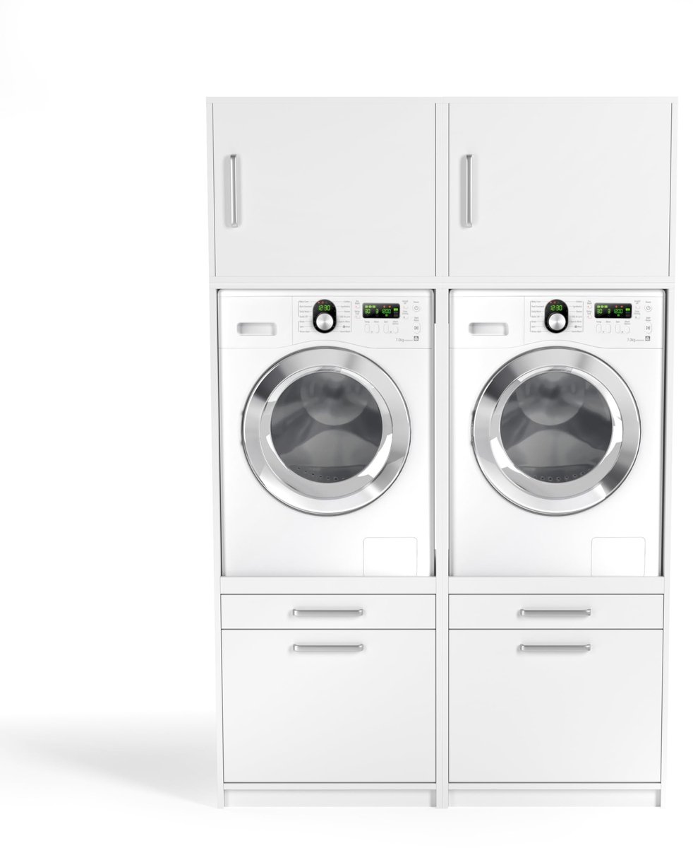 Wasmachinekast met Verhoging - Trillingsreductie - Wit