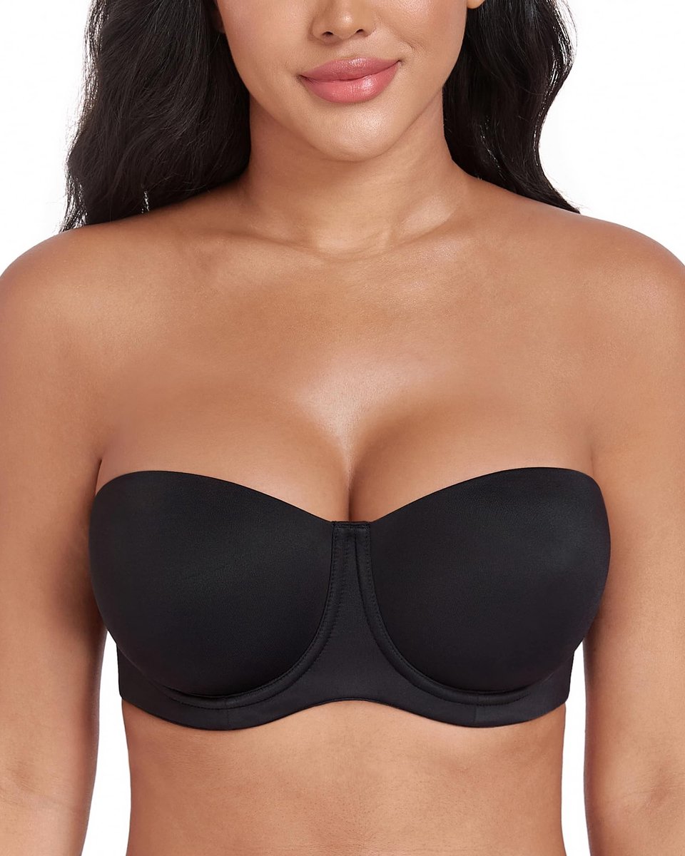 Strapless Push-Up Beha - Zwart - Plus Size