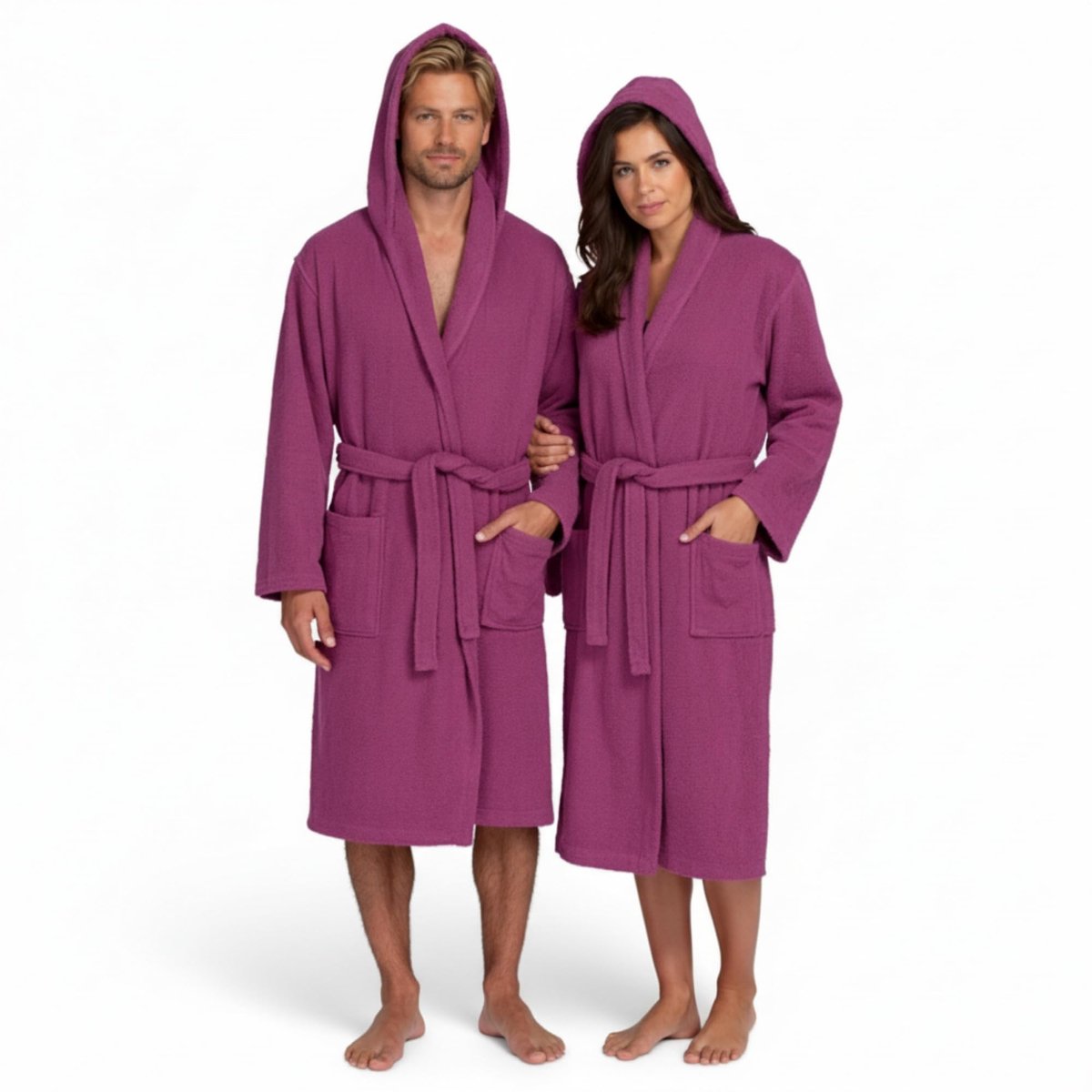 Unisex Badjas met Kap - 100% Katoen Lila