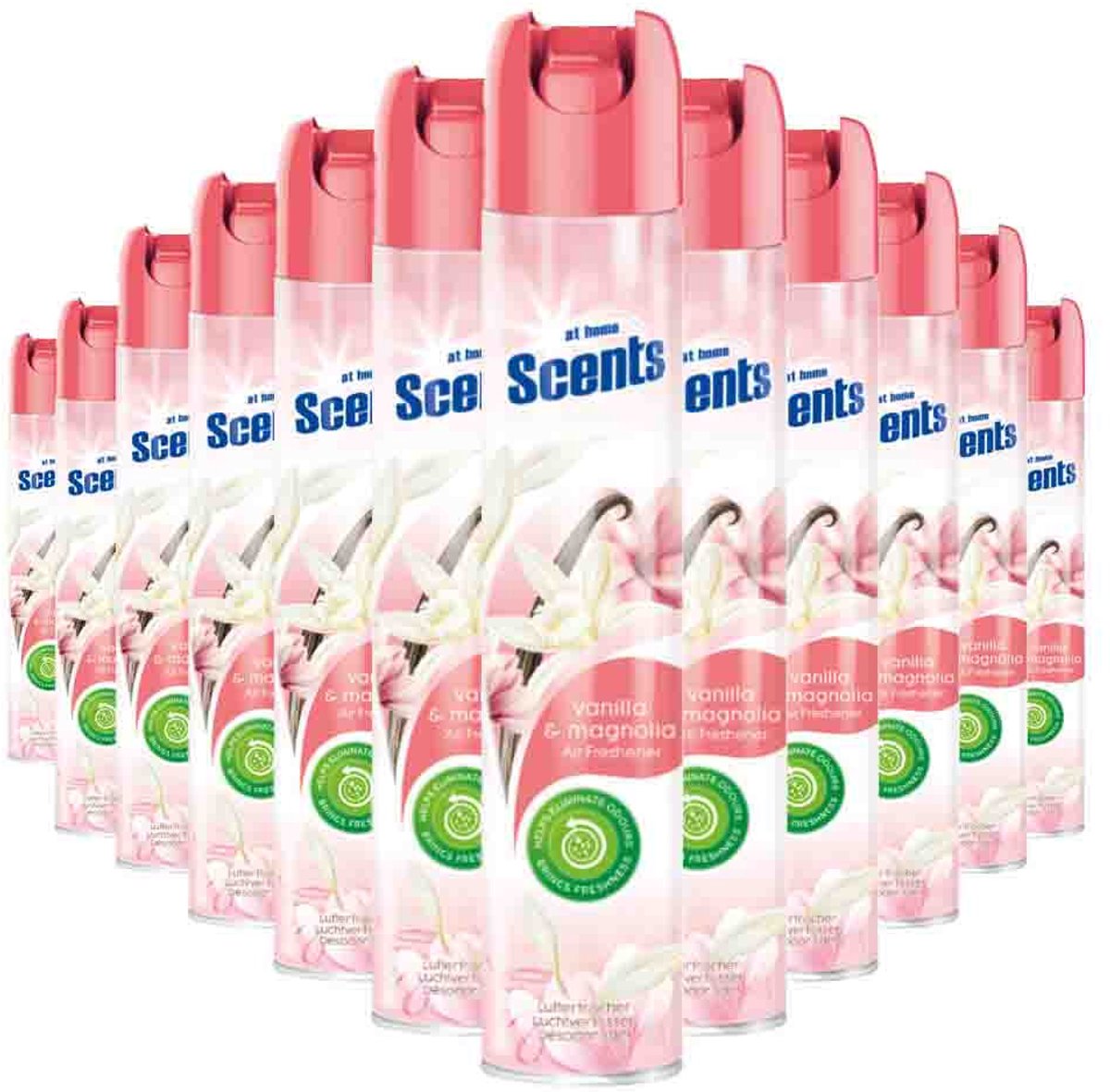 At Home Luchtverfrisser Spray Vanille en Magnolia - 12 x 400 ml - Voordeelverpakking
