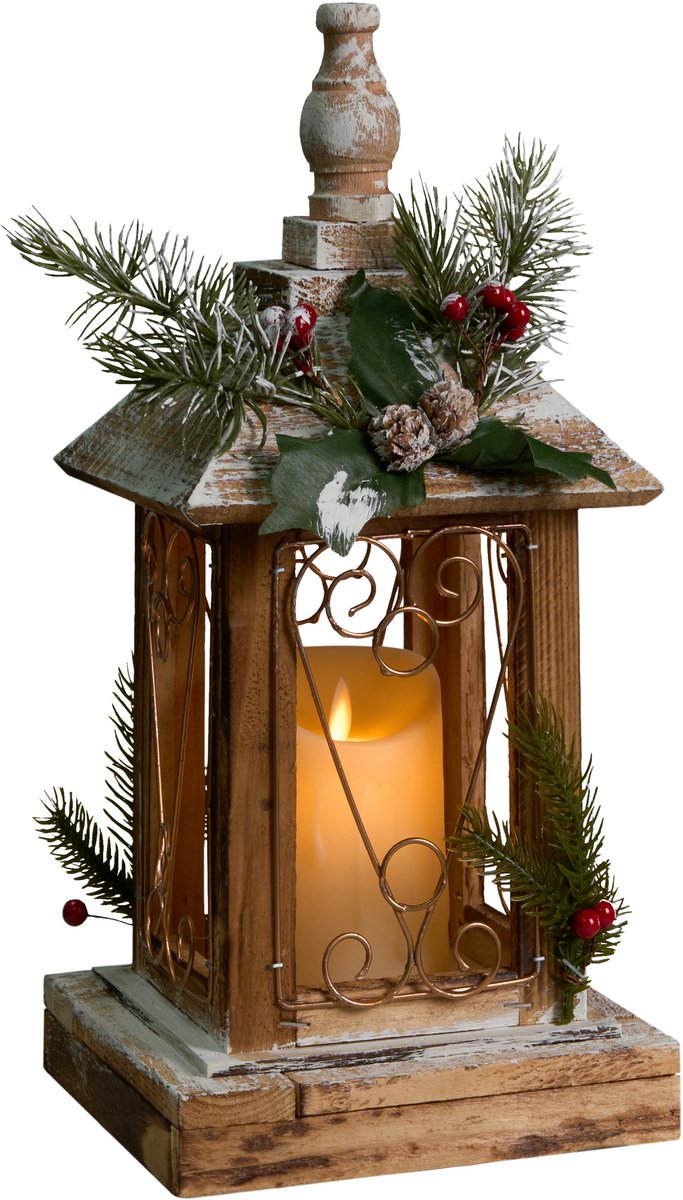 SAIMA - LED-kerstdecoratie - Donkerbruin - Dennenhout