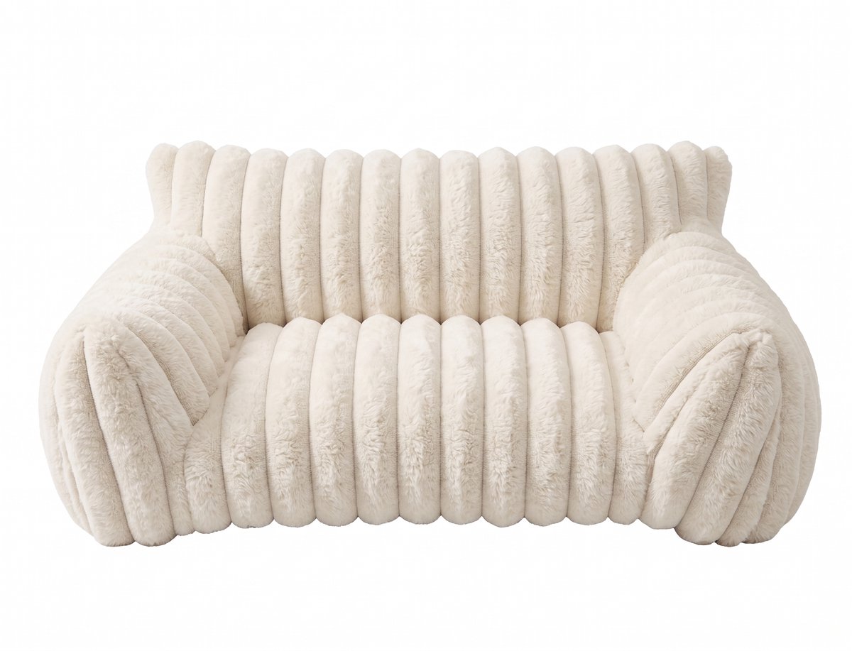 IXEN Kattenbank – Pluche Kattenmand met Corduroy Fleece – Stevig Kattenbed voor Katten en Kleine Honden – 56 x 40 x 22 cm – Crèmewit