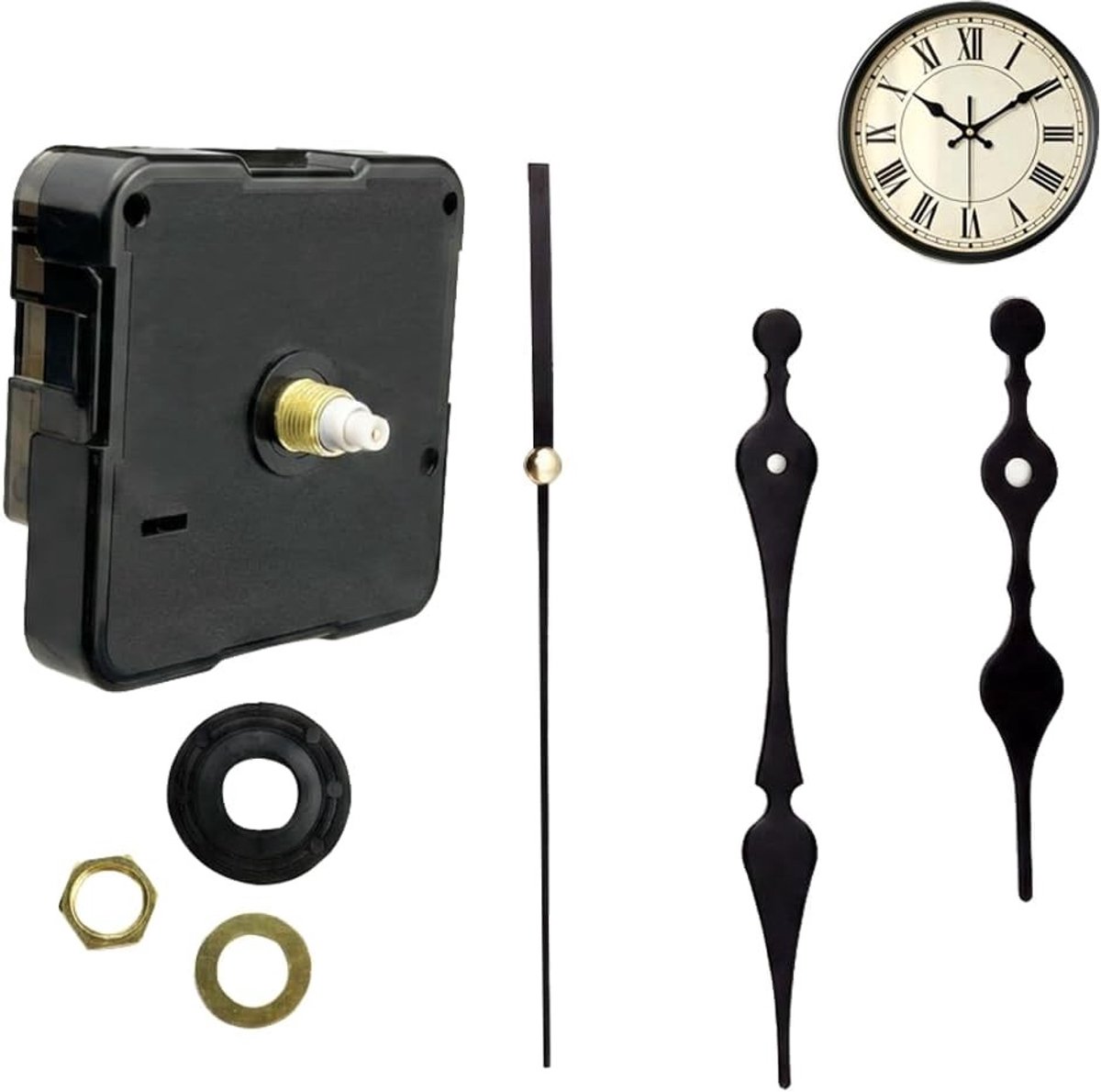 Wandklokmechanisme voor vervanging en reparatie, stil kwarts, doe-het-zelf, batterij, aslengte 16 mm, schroefdraad 9 mm, renovatieset voor horloge