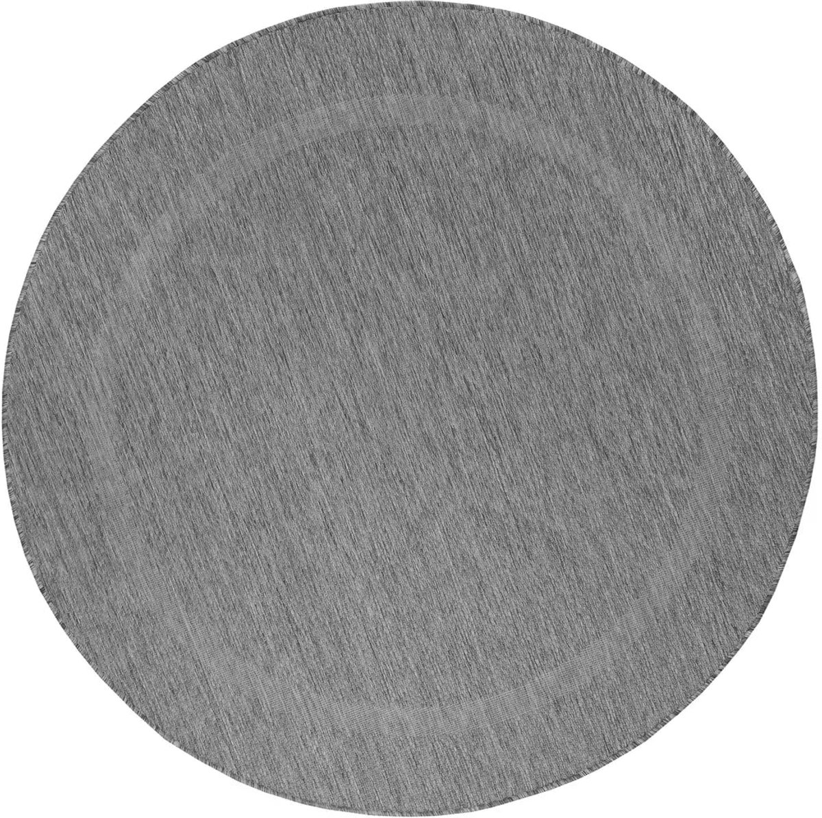 Dutch XXL Rond Buitenkleed | Relax | Kader | Grijs | 160x160 cm | Buitentapijt | Tuintapijt