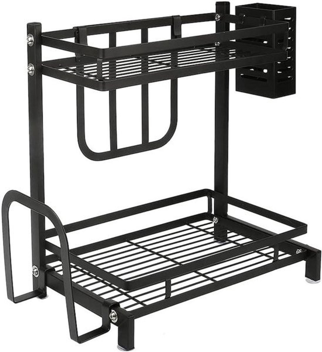 Opbergrek Ondergootsteen - Keuken Organizer - Keuken Opbergen - Uitschuifbaar Schuifsysteem - 32-51 cm Breed - Zwart
