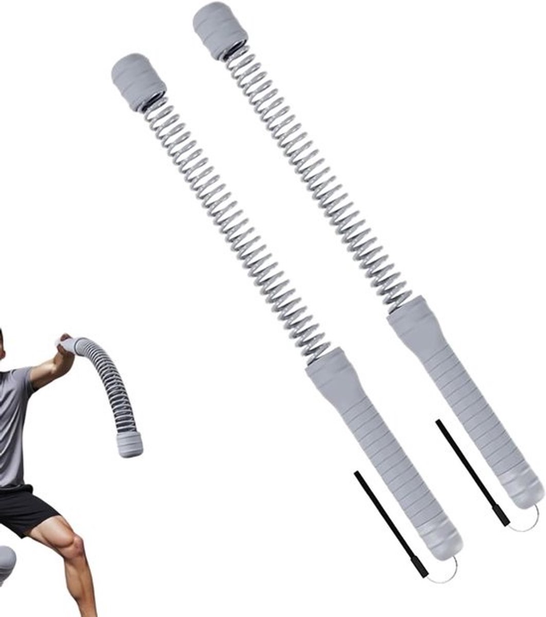 Oefentouw 2 stuks - Trainings touw - Thuis sporten - Draadloos en klitvrij - 47 cm - Grijs