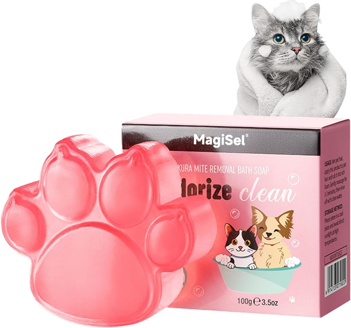 Natuurlijke Hondenzeep met Kersenbloesem, Hypoallergene Vachtverzorging, Diepe Reiniging en Hydratatie voor Honden en Katten (100g)