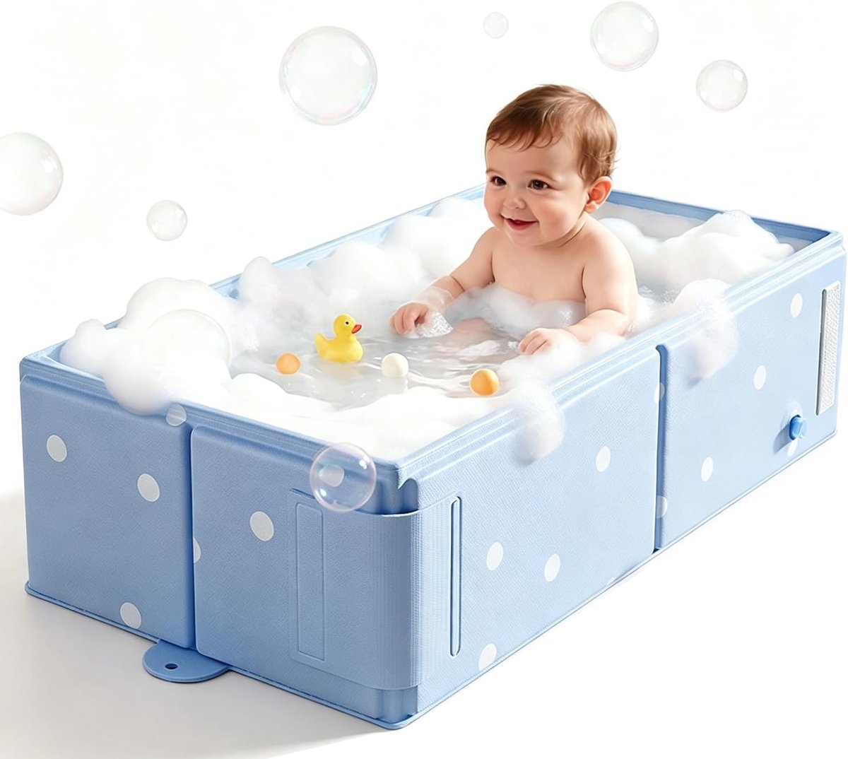 Opvouwbaar Bad voor Baby's en Peuters van 0 tot 36 Maanden, Draagbaar en Ruimtebesparend met Antislipbodem en Afvoerstop