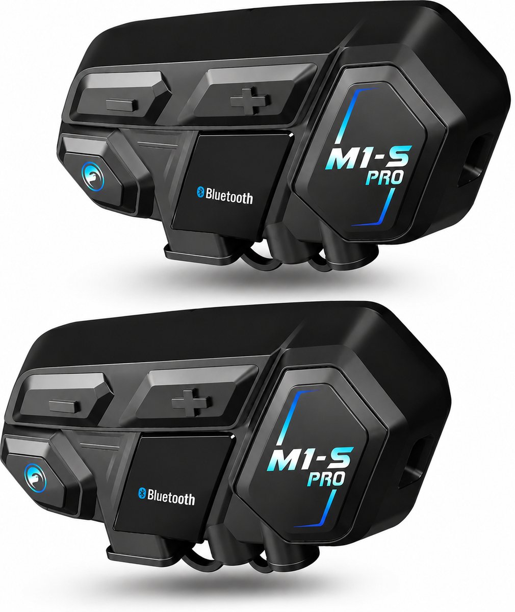 M1-S Pro - Motorfiets Intercom - Motorhelm - Bluetooth 5.0- Headsets - Communicator - Handsfree - Interphone - 2000M Koppelbaar tot 8 Rijders - 2 stuks