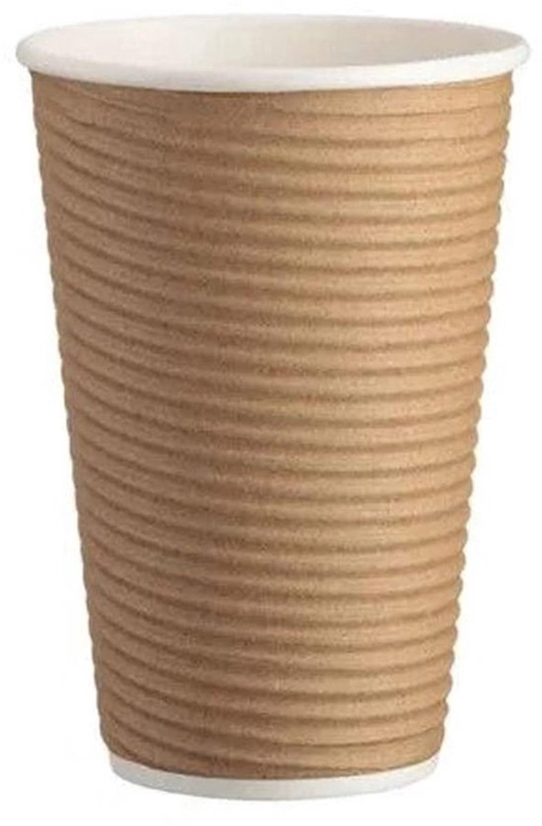 Geribbelde Papieren Bekers - Drinkbekers Wegwerp - Warme Dranken Serveren - Geribbelde Wand - 16 oz - Kracht