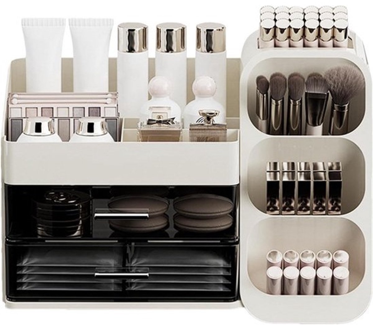 Huidverzorging Organizer - Make-up Opberger - Cosmetica Sorteren - Gelaagde Opbergruimte - 35x19x25cm - Transparant