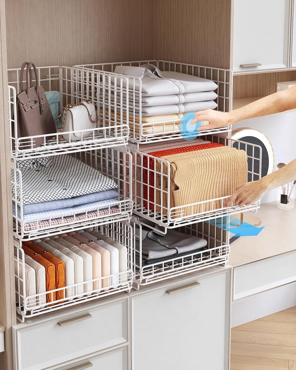 Kleding Organizer Set voor een Opgeruimde Garderobe, Wit, 6 Stuks, Ruimtebesparend en Functioneel