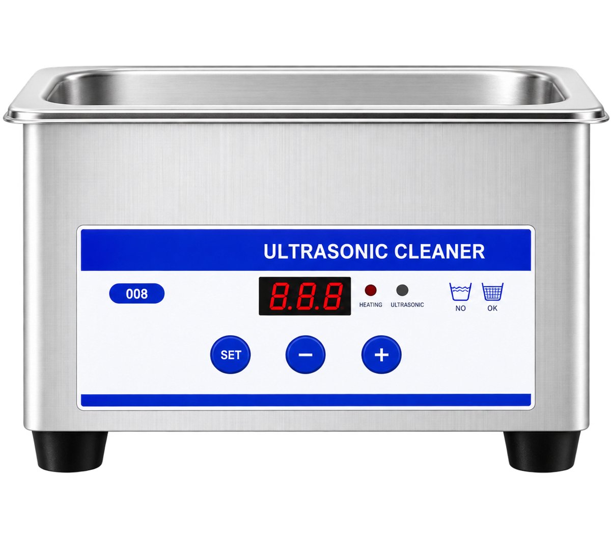 Lamor Ultrasoon Reiniger - Ultrasone reiniger - Ultrasoonreinigers - 17,5 x 11 x 12,5 cm - LED-display - 35W - Roestvrij staal