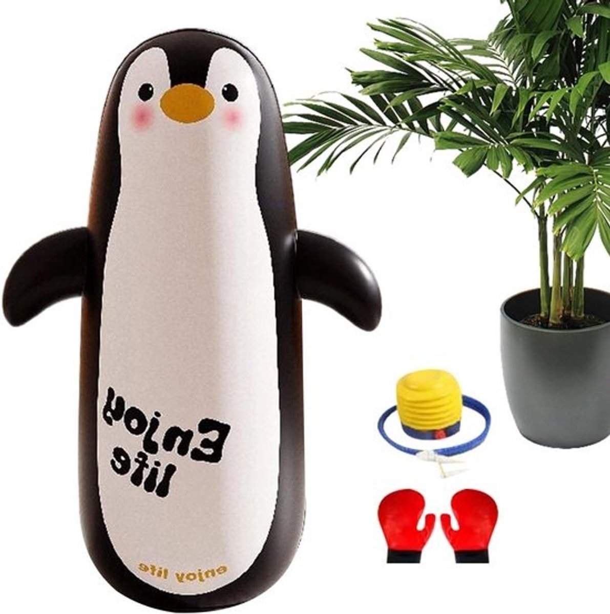 Opblaasbare bokszak - Oefenspeelgoed - Sport entertainment - Duurzaam PVC materiaal - 120 cm hoog - Pinguïn