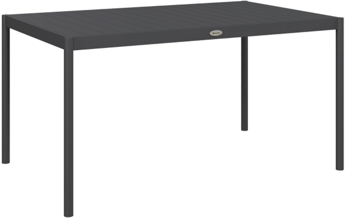 Tuintafel 145x90x74 cm Donkergrijs Metaal Eettafel Buitentafel Ruim tafelblad voor circa 6 personen Makkelijk schoon te maken Stevig en duurzaam Minimalistisch design Geschikt voor patio terras en tuin