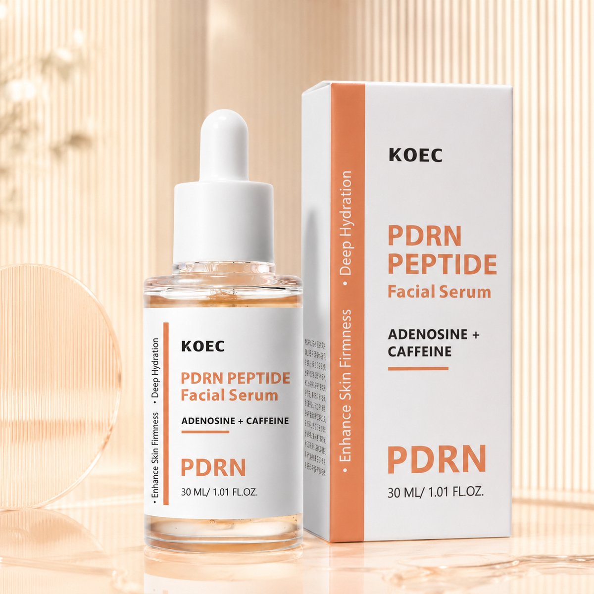 KOEC PDRN Peptide Facial Serum – PDRN Serum met Peptiden – Adenosine & Caffeine – Hydraterend & Verstevigend Face Serum – Anti-Aging Skincare