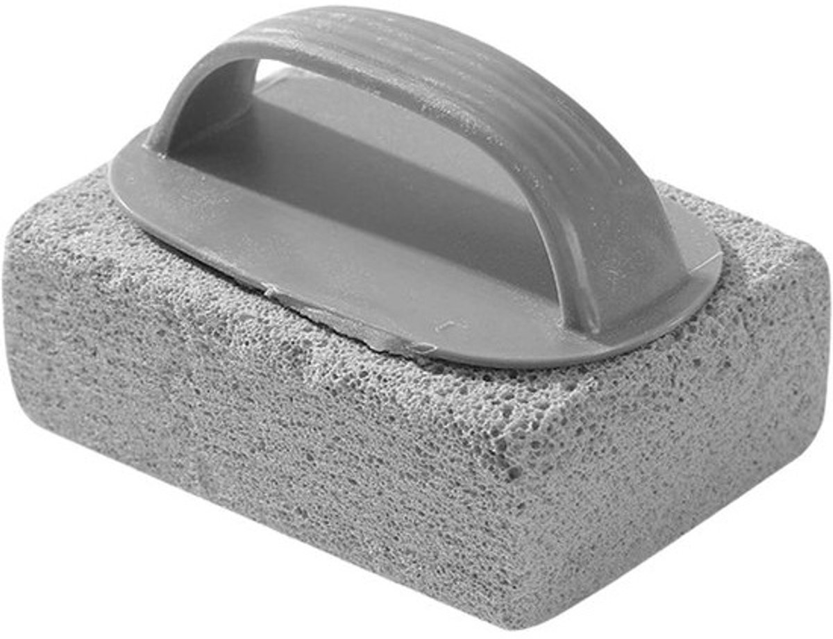 Reinigingssteen - Schrobsteen - Hardnekkige Vlekken Verwijderen - Met Handvat - 21 x 19 cm - Grijs