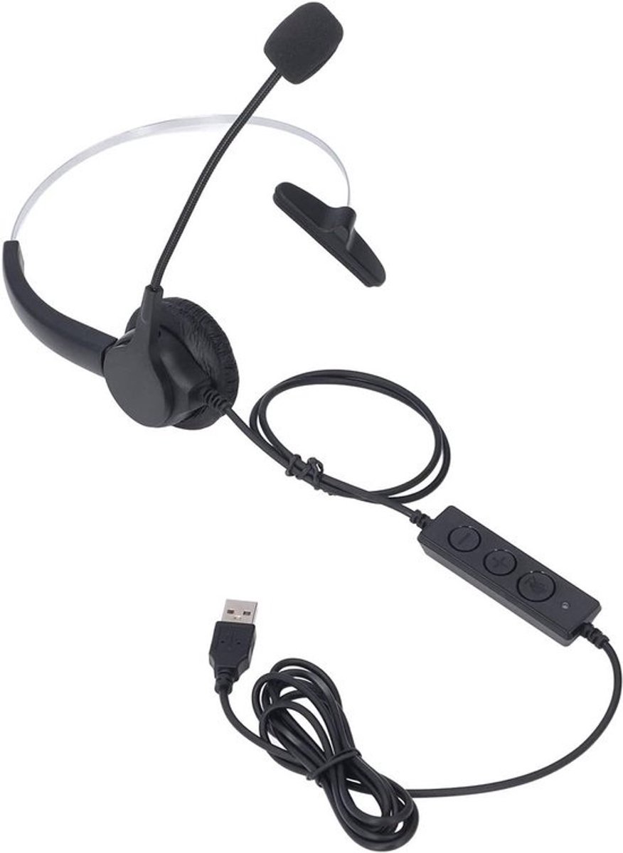 Enkele Oor Headset - Bedrijfs Headset - Heldere Gesprekken - Ruisonderdrukkende Microfoon - 180 Graden Rotatie - Zwart