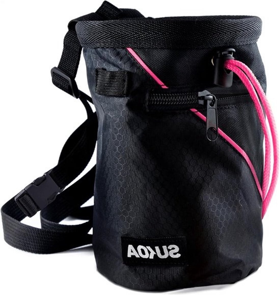 Krijtzak Klimmen - Pofzak Boulderen - Sporten en Trainen - Met Ritsvakken - 20.2 x 14.8 x 5.2 cm - Roze