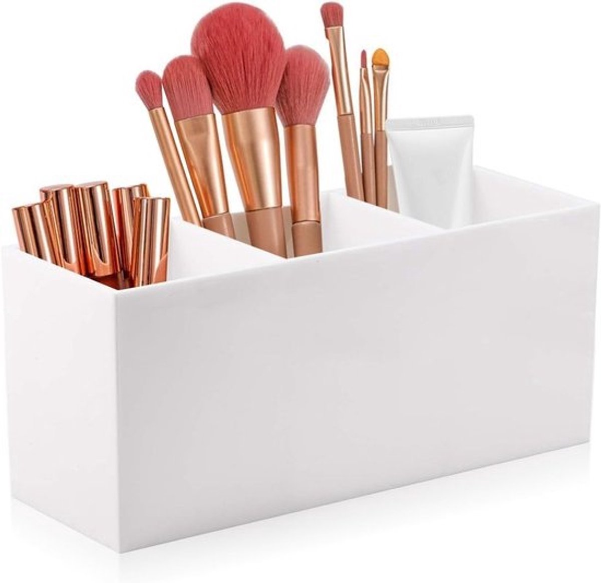 Make-upkwastenhouder - Cosmetica organizer - Make-up opbergen - 3 Hoge vakken - 198 x 65 x 9 cm - Wit