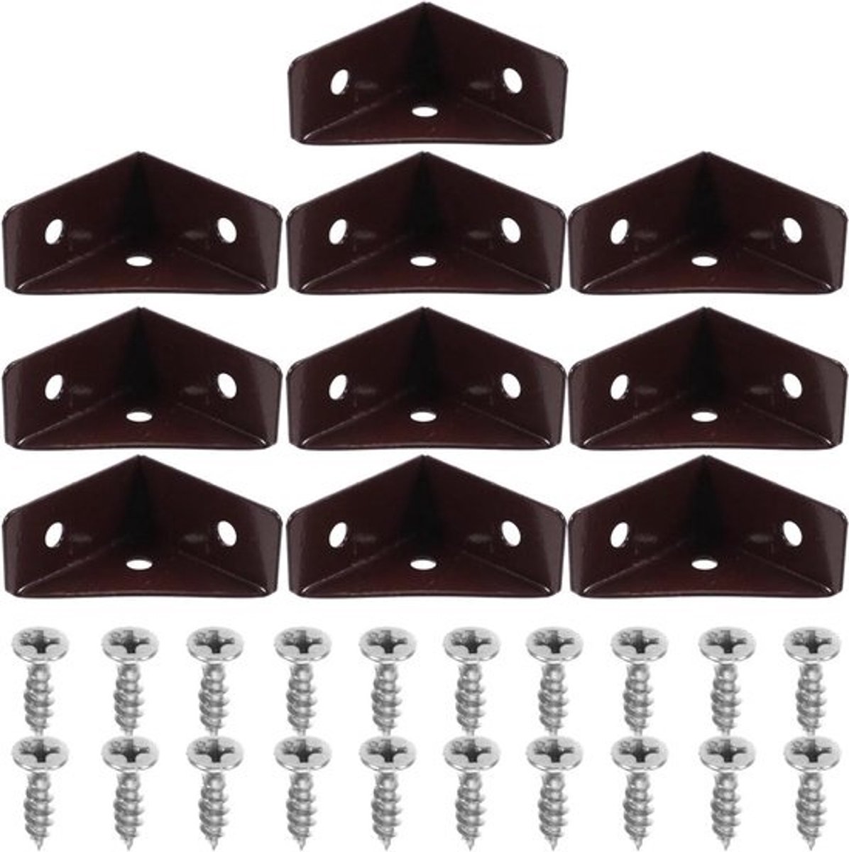 Versterkte Hoeksteunen - Bevestigingsbeugels Meubels - Meubels Versterken - Roestvrij Staal - 3.9x3.9x2cm - Bruin