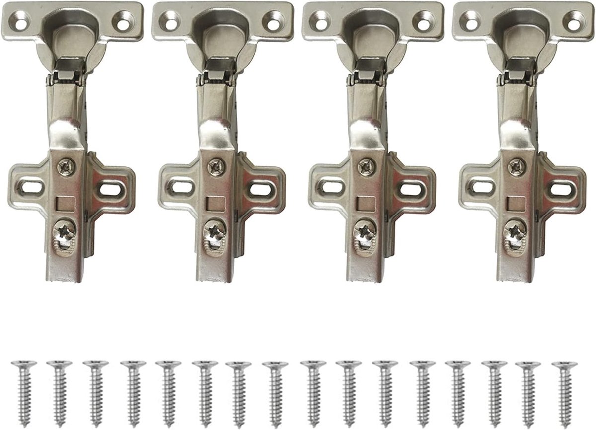 Standaard Binnen Scharnieren 95° met Demper voor Keukenkasten - Zachte Sluiting, Set van 4, 26mm