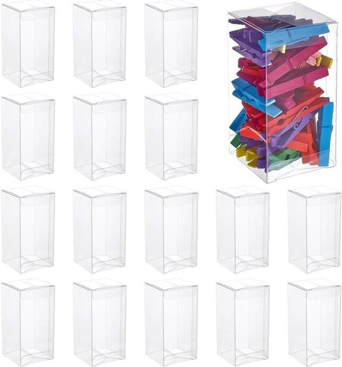 Transparante Cadeaudozen - PVC Doosjes Verpakkingen - Feestelijke Uitdeelcadeaus - Eenvoudig Zelf te Monteren - 5x5x10 cm - Transparant