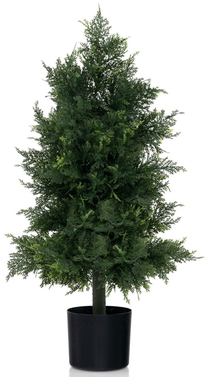SureDeal® - Kunstplant - Kunstmatige Dennenboom - Plastic Pot Nep - Lichtechte Bladeren Nep - Binnen Buiten - Groen en zwart