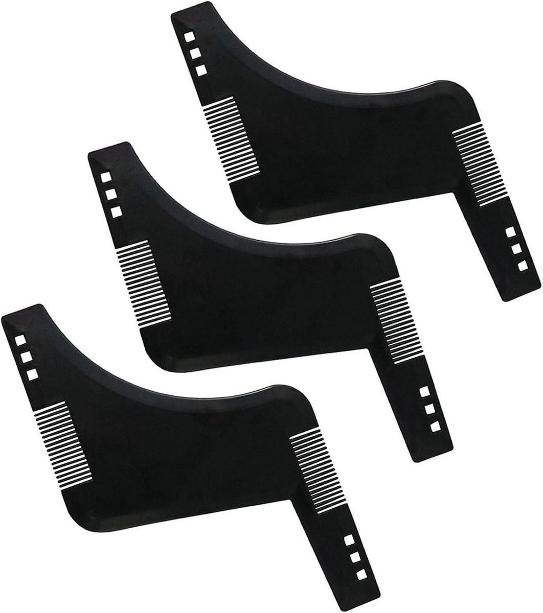 Drie-delige baard sjabloon set voor het trimmen en stylen van baarden en snorren - Perfecte baardvorm en verzorgingstools