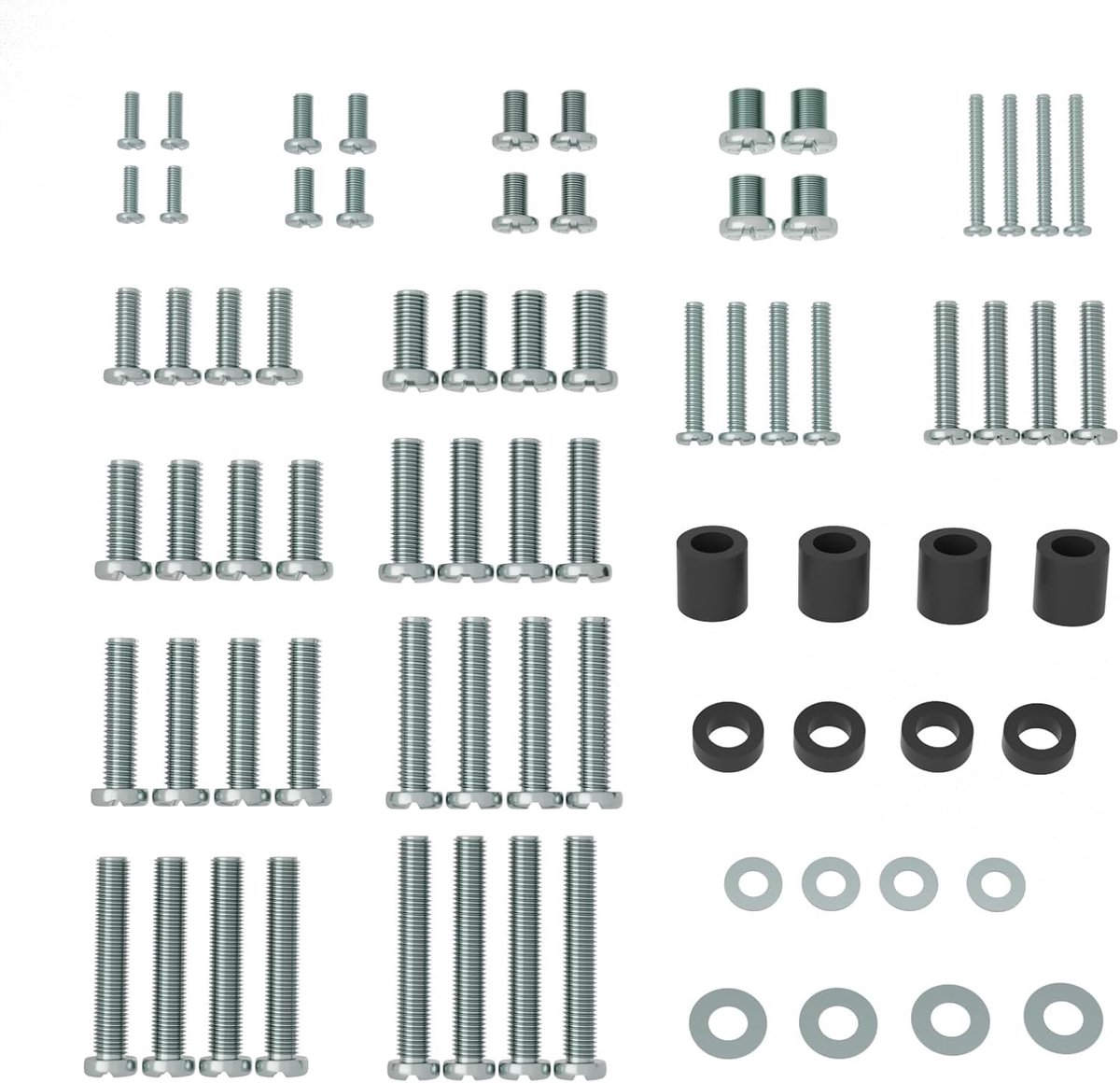 Universele VESA schroeven set voor televisies tot 90 inch, inclusief M4, M5, M6, M8 schroeven, spacers en ringen voor TV wandbeugels