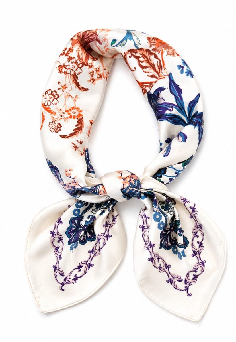 Zijde Vierkante sjaal bloemprint |Deels silk 70x70 CM Youhomy accessoires neksjaaltje | Hoofdsjaal | Stewardess Sjaaltje| Cadeau Moederdag cadeau| Valentijnsdag cadeau| Sinterklaas cadeau| Kerstcadeau
