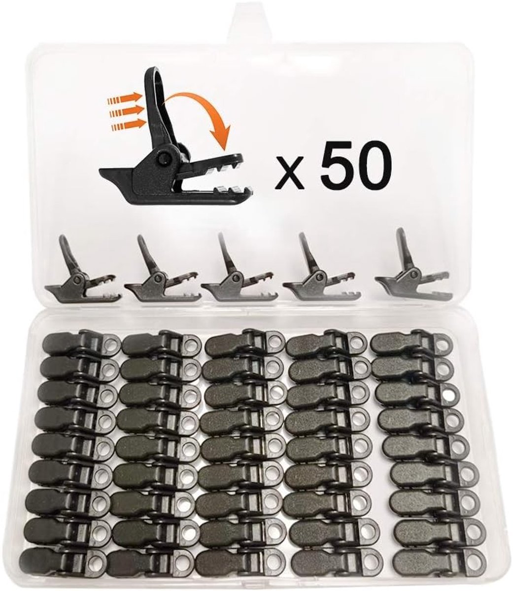 Pack van 50 Tarp Clips voor Outdoor Gebruik, Canvas Clips en Crocodile Clips voor Tent en Camping Hangers