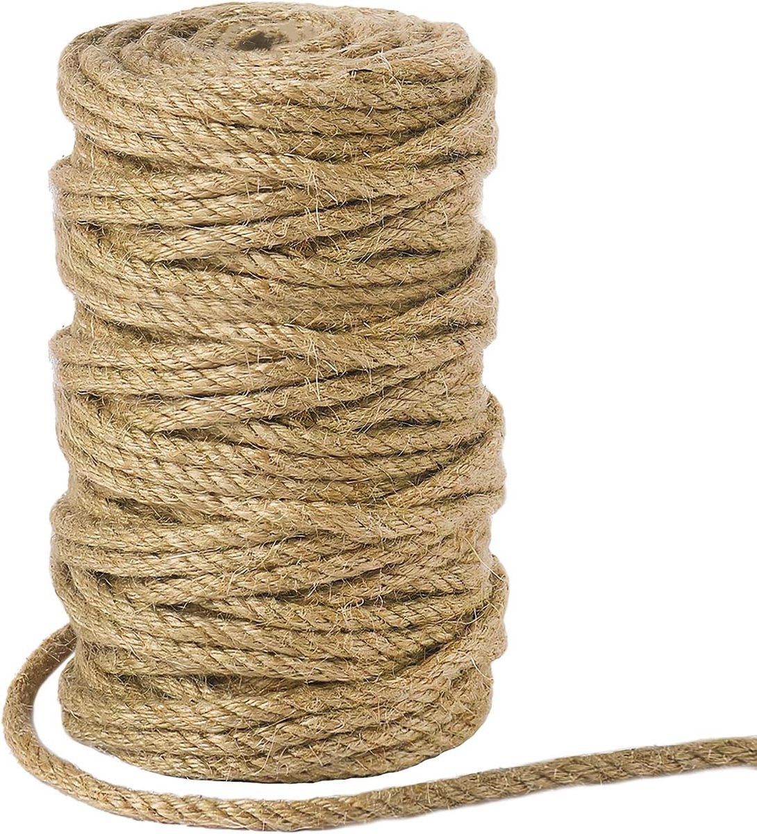 Natuurlijke Jute Touw 30m - 6mm Dikke Tuin Touw voor Kattenkrabbers, Bundelen, Kamperen en DIY Projecten