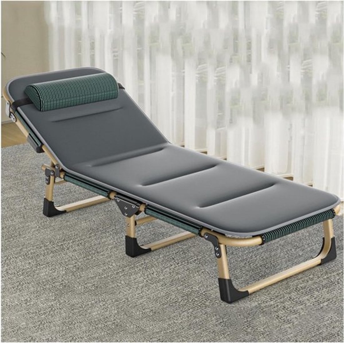 Opvouwbaar Campingbed - Kampeerbedje Ligstoel - Ontspannen Buiten - 5 standen verstelbaar - 193x68x30 cm - Zwart
