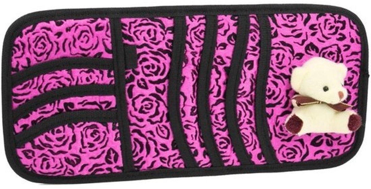 DVD Kaarthouder - Kaarthouder Tas - Auto Organisatie - Cartoon Beer Decoratie - 325 x 150 mm - Magenta