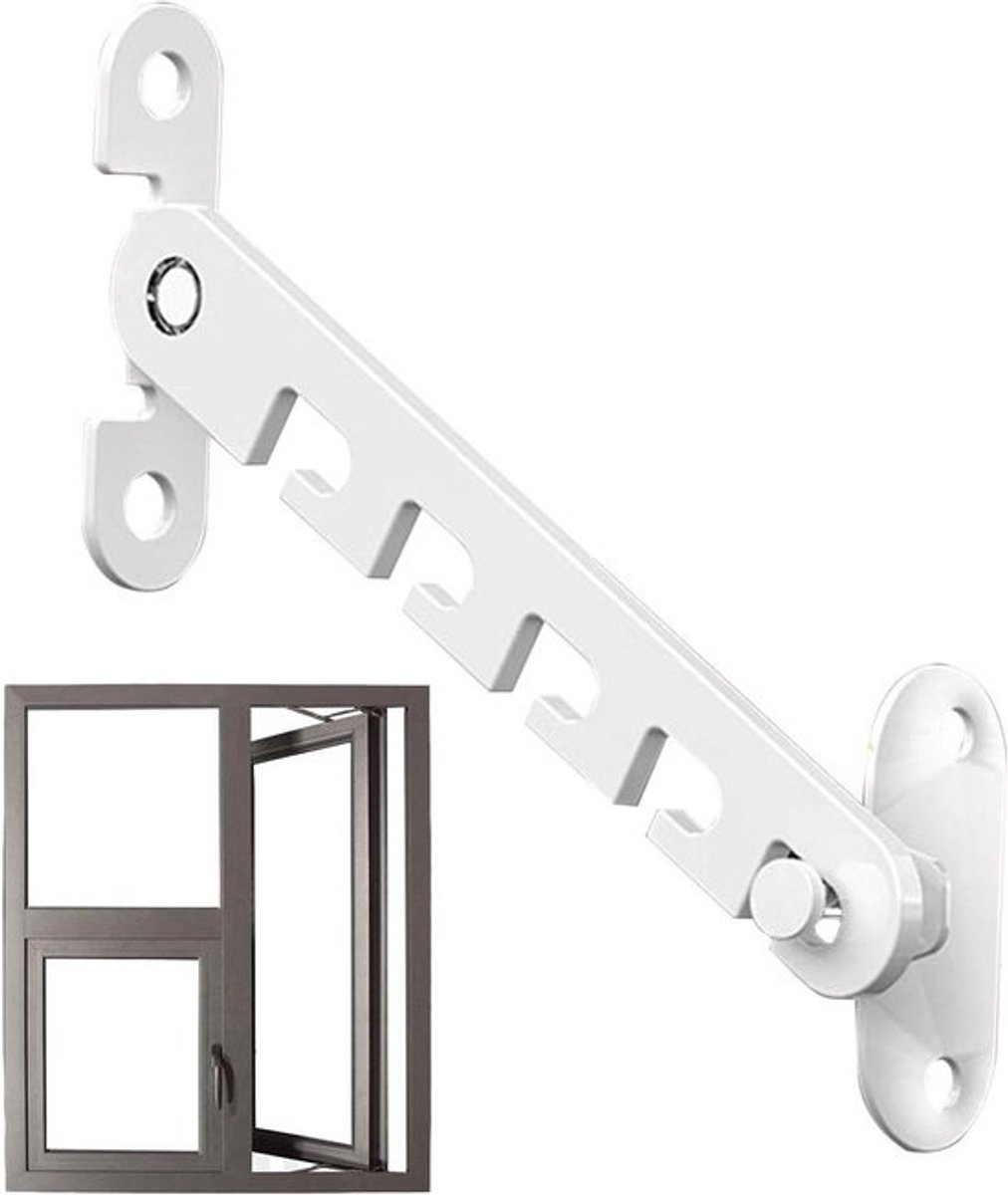 Raamvergrendeling - Raambegrenzer Beveiliging - Kindveilige Ventilatie - Haakontwerp Stabiliteit - 12 x 6 cm - Wit